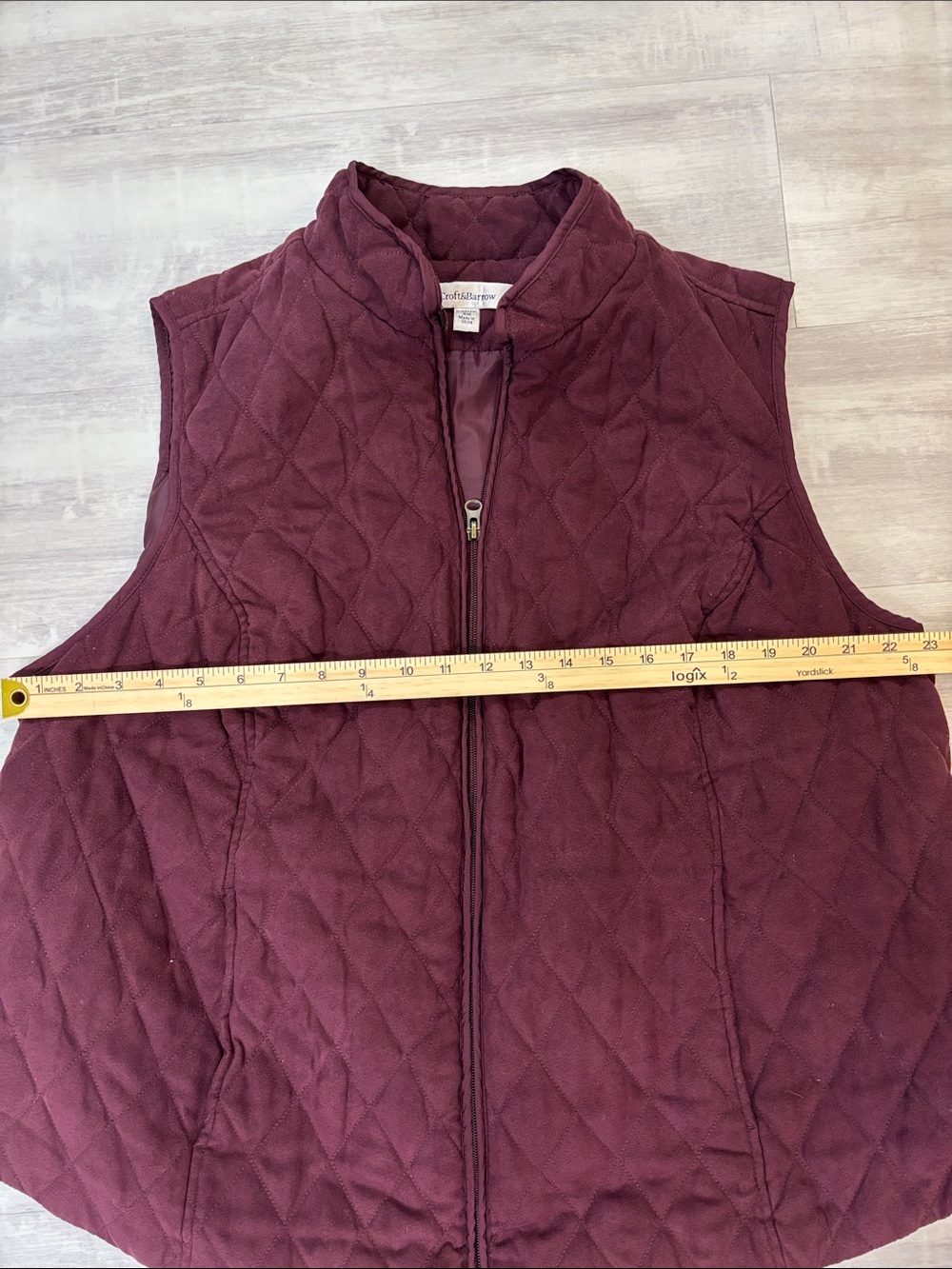 croft & barrow Quilted Sleeveless Vest - Wine Full Zip with pockets 2X - Picture 5 of 8